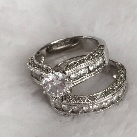 Engagement Wedding Band CZ Ring Set 6 - Picture 9 of 14